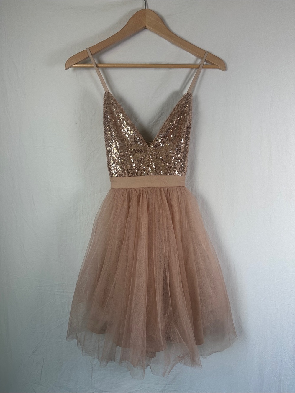 Maniju Blush Pink Spaghetti Strap Dress - Picture 1 of 6